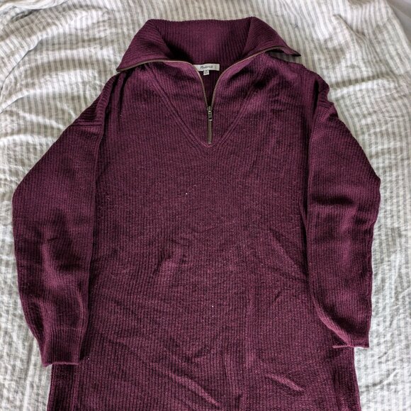 Madewell Oversize Maroon Sweater Dress M - Picture 1 of 4